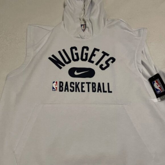 NWT Nike NBA Denver Nuggets On-Court White Sleeveless Practice Hoodie Sz XL
